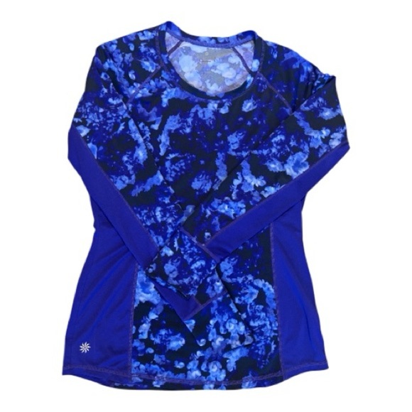 Athleta Tops - Athleta Vibrant Blue Patterned Long Sleeve Top
